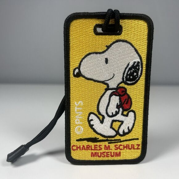 Charles M Schulz Museum Embroidered Snoopy Luggage Tag Name Tag Peanuts - Picture 1 of 2